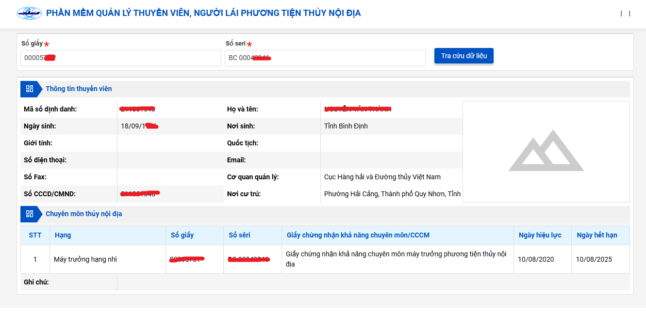 Tra cứu văn bằng Hàng Hải và Đường Thủy